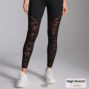 SHEIN Black Textured mesh Leggings